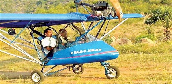 Saji Thomas in his hand made Aircraft