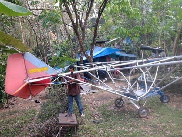 Saji Thomas working on his Aircraft