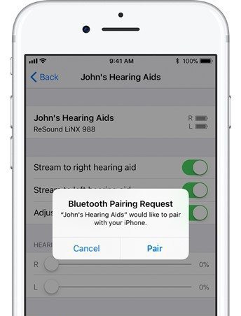 Bluetooth Hearing Aid pairing with a smart phone