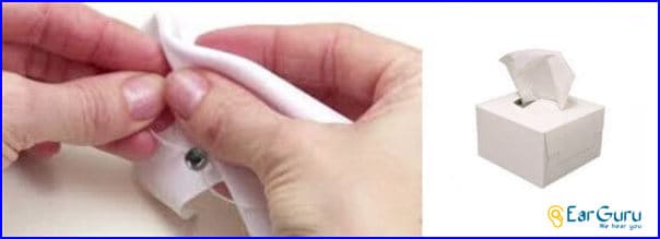 Wipe the Hearing aids clean with a soft dry cloth or a tissue blog image
