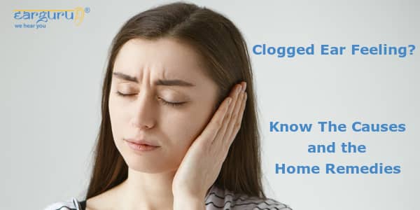 Girl experiencing Clogged Ear Feeling. blog feature image